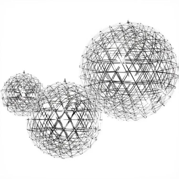 Hollow creative LED sphere chandelier in gold finish, stainless steel, modern style for banquet hall