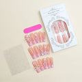 Super long artificial nails with French spot drill, a bow, and a love pattern in colour XB-70-48.