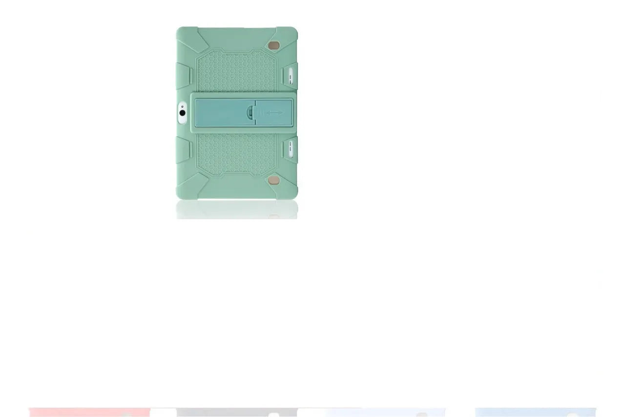 Little Overlord H10 Pro M20 silicone protective case for 10-inch tablet in multiple colour options showing stand function.