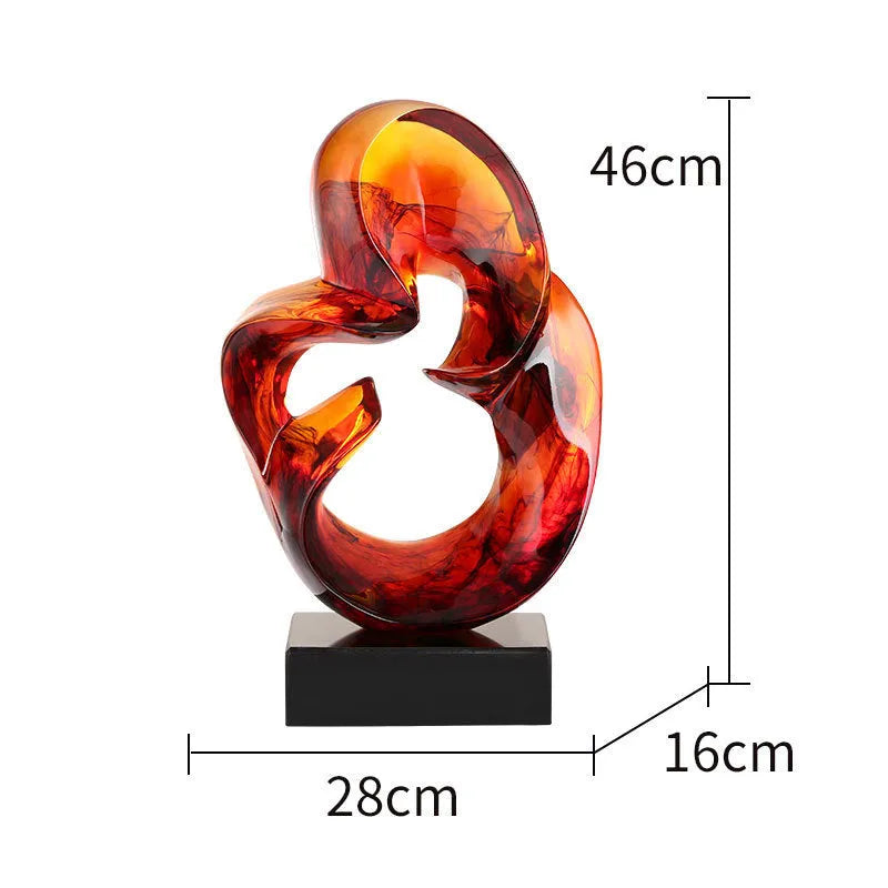 Transparent resin craft ornament in modern simplicity design, shown in orange red and blue colour options