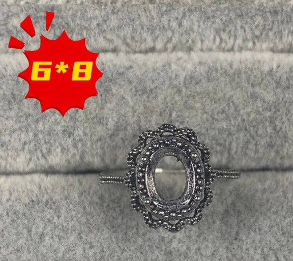 Open mouth copper ring with oval stone and five-pointed star decoration in Korean style