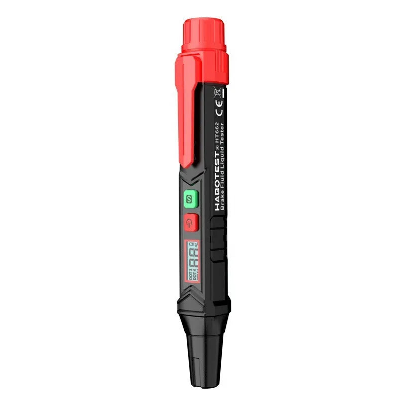 Digital display brake fluid tester pen with LED moisture indicator and batteries