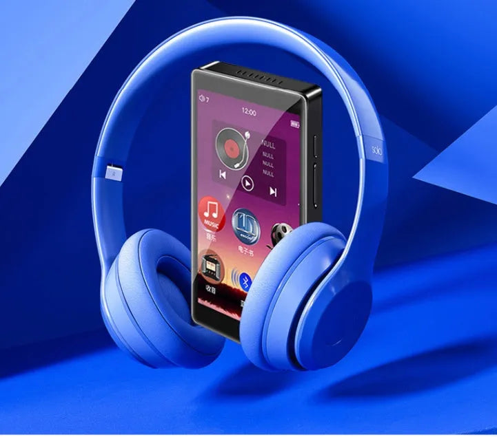 Black Ruizu H1 MP4 player with 4-inch touchscreen showing media library interface.