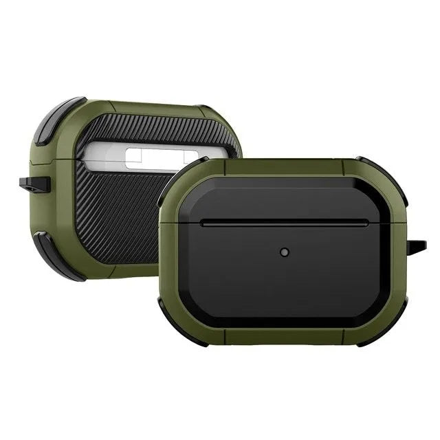 Colour options for a black TPU and PC protective shell case for AirPods 1, AirPods 2, and AirPods Pro
