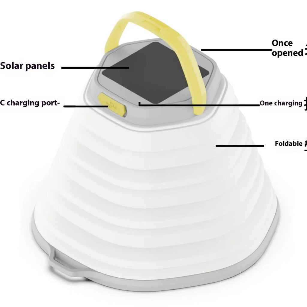 White rechargeable camping lantern with large LED light capacity for tents
