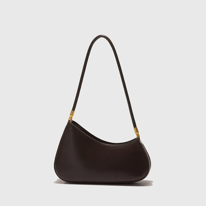 Retro oval women's underarm handbag in multiple colours, showing sandwich pocket design and single shoulder strap.