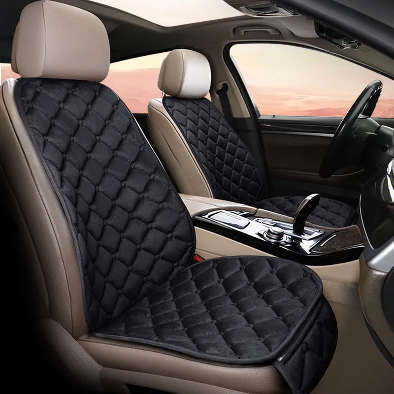 Cotton car seat cushion in wine red colour on vehicle seat