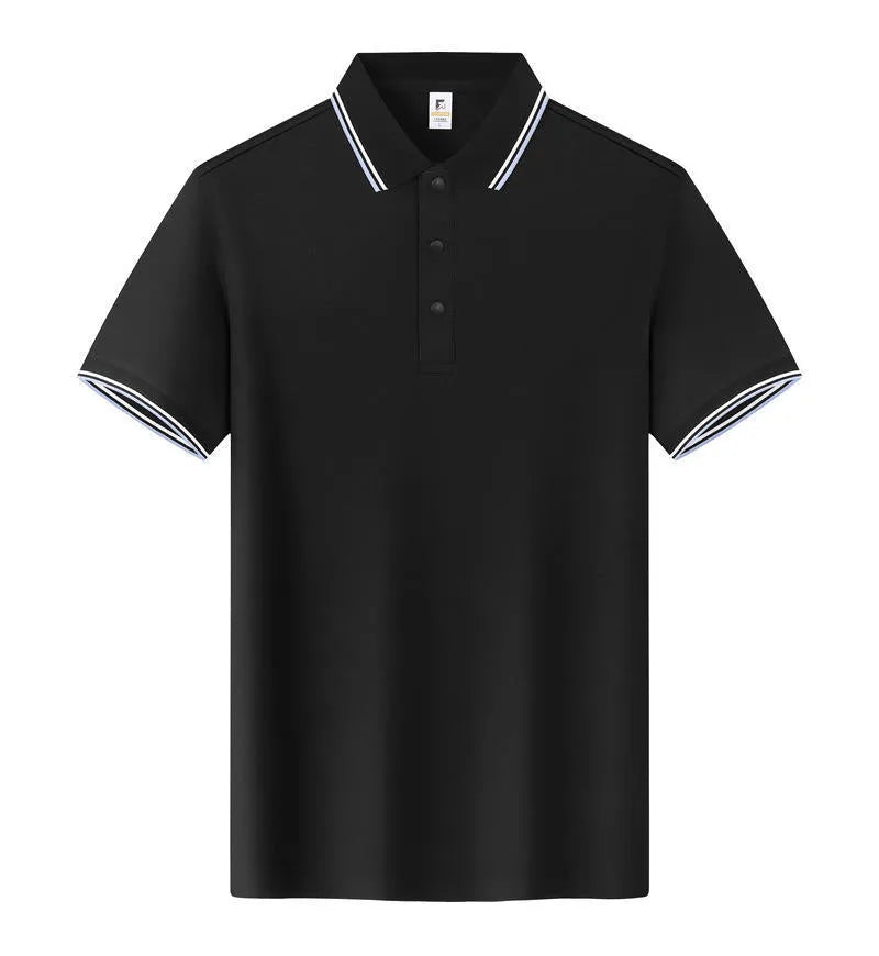 Lapel work short sleeve t-shirt in long-staple cotton, straight fit, white colour option