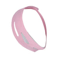 Far infrared elastic V face bandage facial care tool in pink and black colours with adjustable head strap
