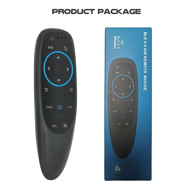 G10 series intelligent voice remote control with silicone buttons and plastic housing showing three colour variants
