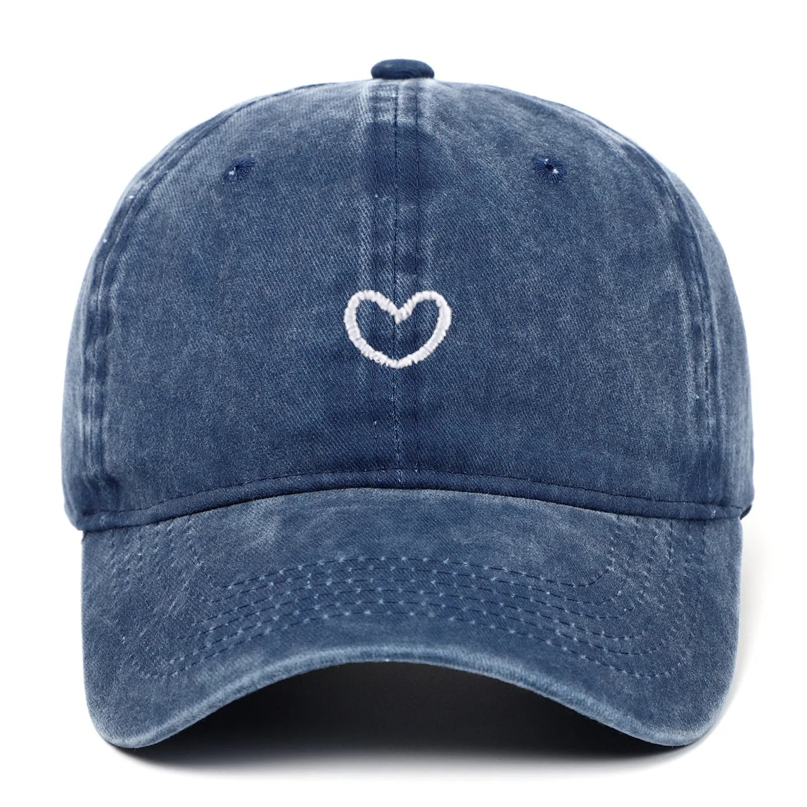 Retro embroidered cotton peaked cap in an adjustable size on a neutral background.