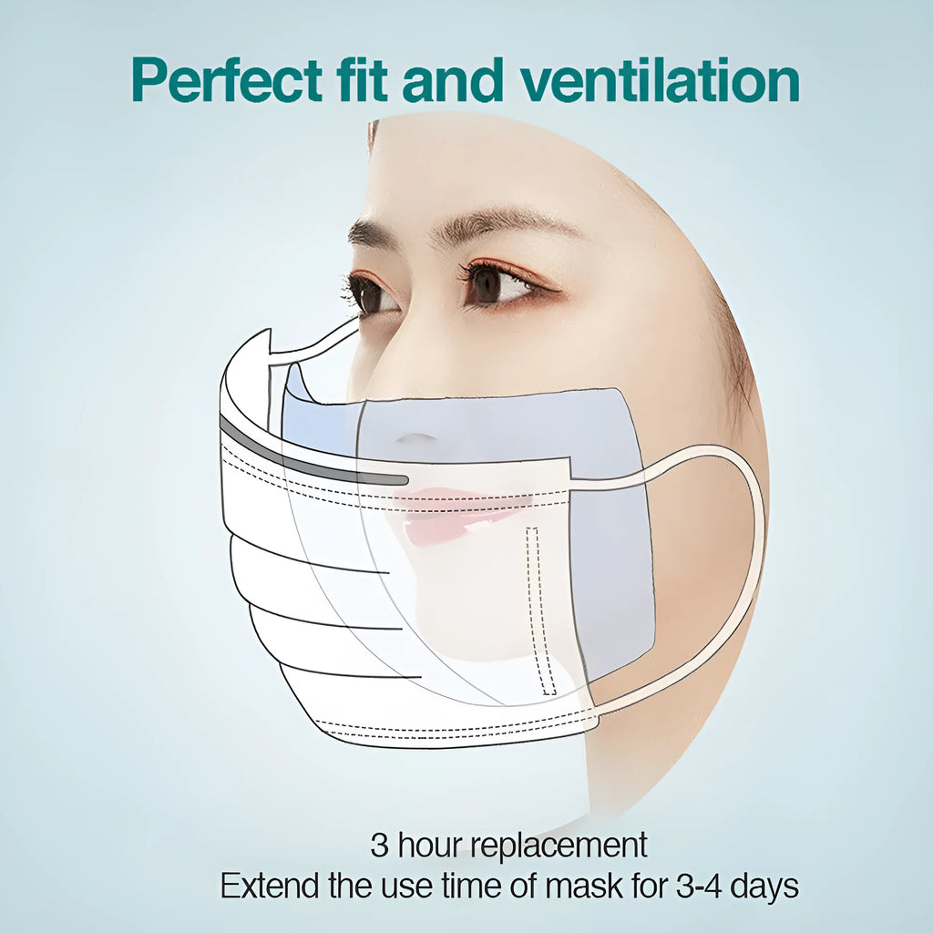 Disposable mask inner pad made of spunlaced viscose nonwoven fabric in 120x90mm size on white background