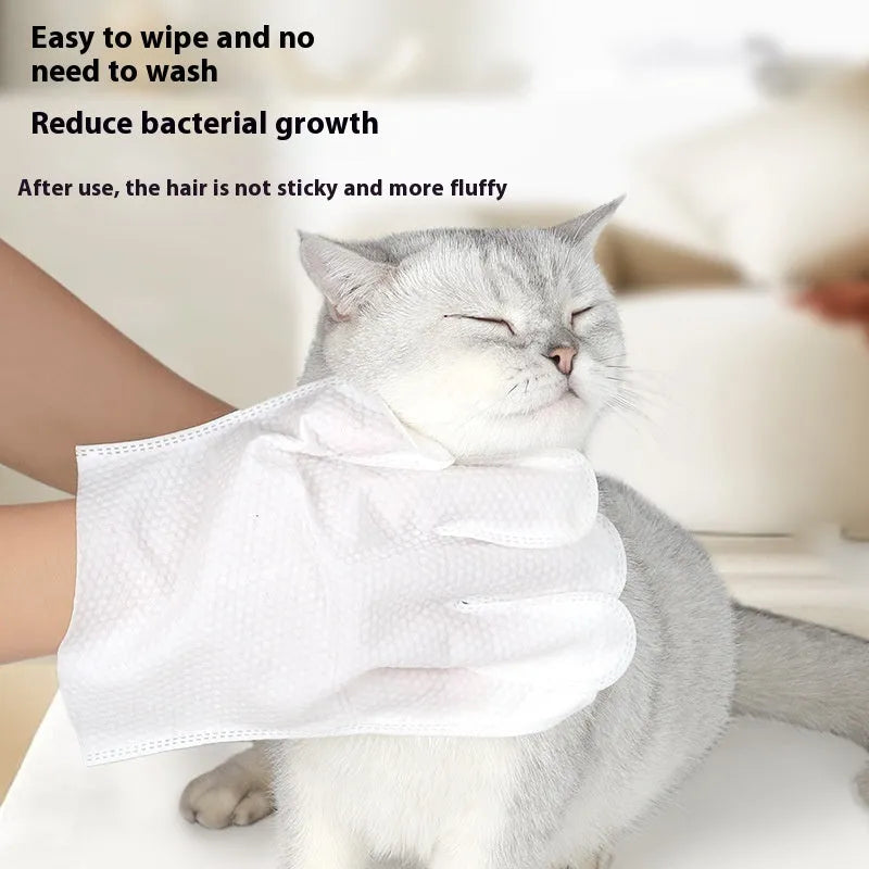 Pack of 6 pet wipes gloves for dogs, wash-free dry cleaning, non-woven fabric grooming mitts in pink UK bag
