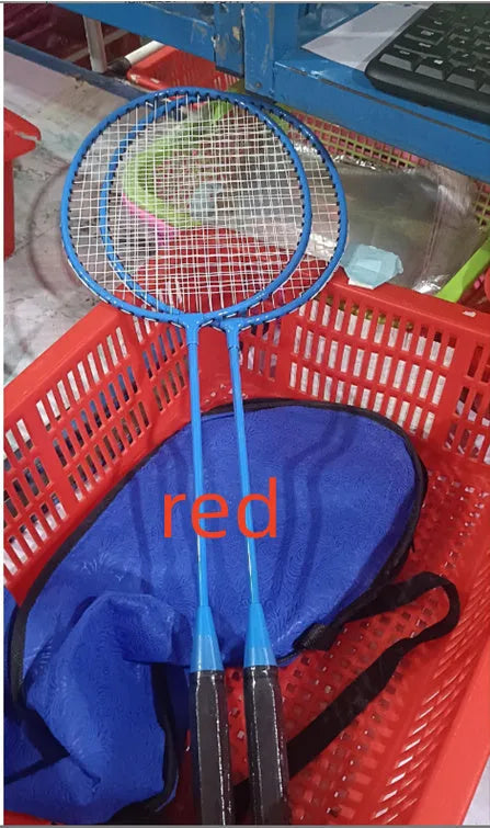 Blue and red ultra-light alloy badminton rackets pair with split design