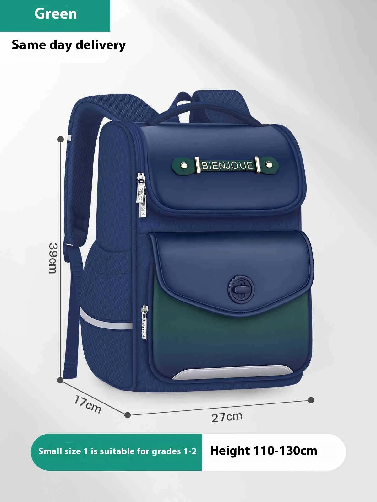 Girls waterproof schoolbag in pink, purple and green colours with large and small size options