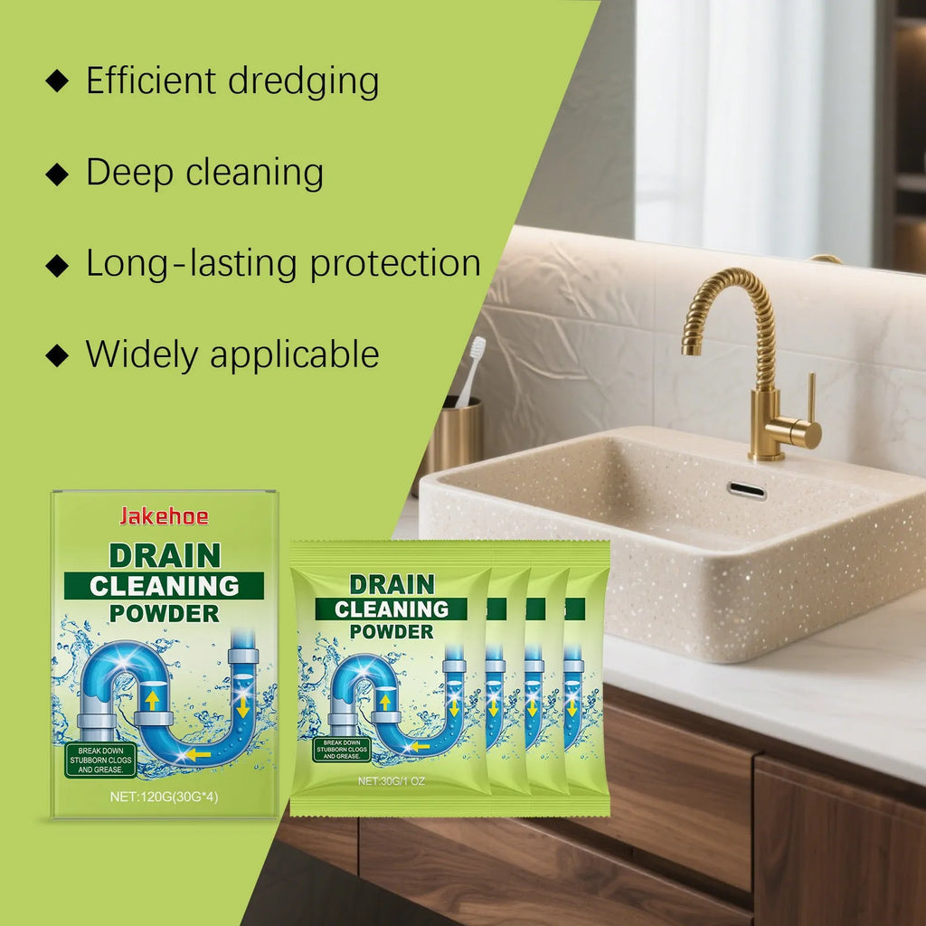 120g packet of drain cleaning powder with sodium hydroxide for blocked sinks