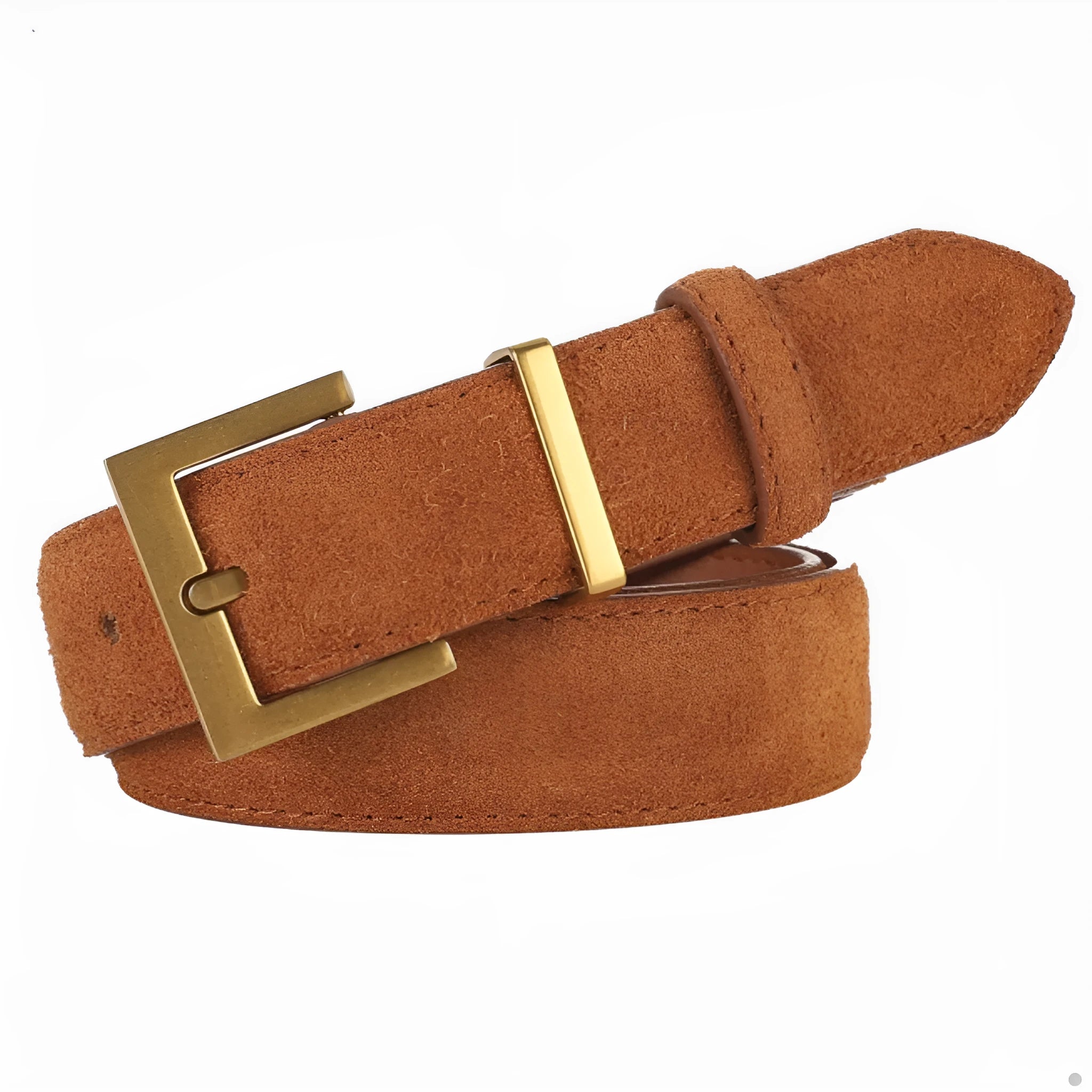Ladies' genuine leather pin buckle belt with quadrilateral buckle design in black colour