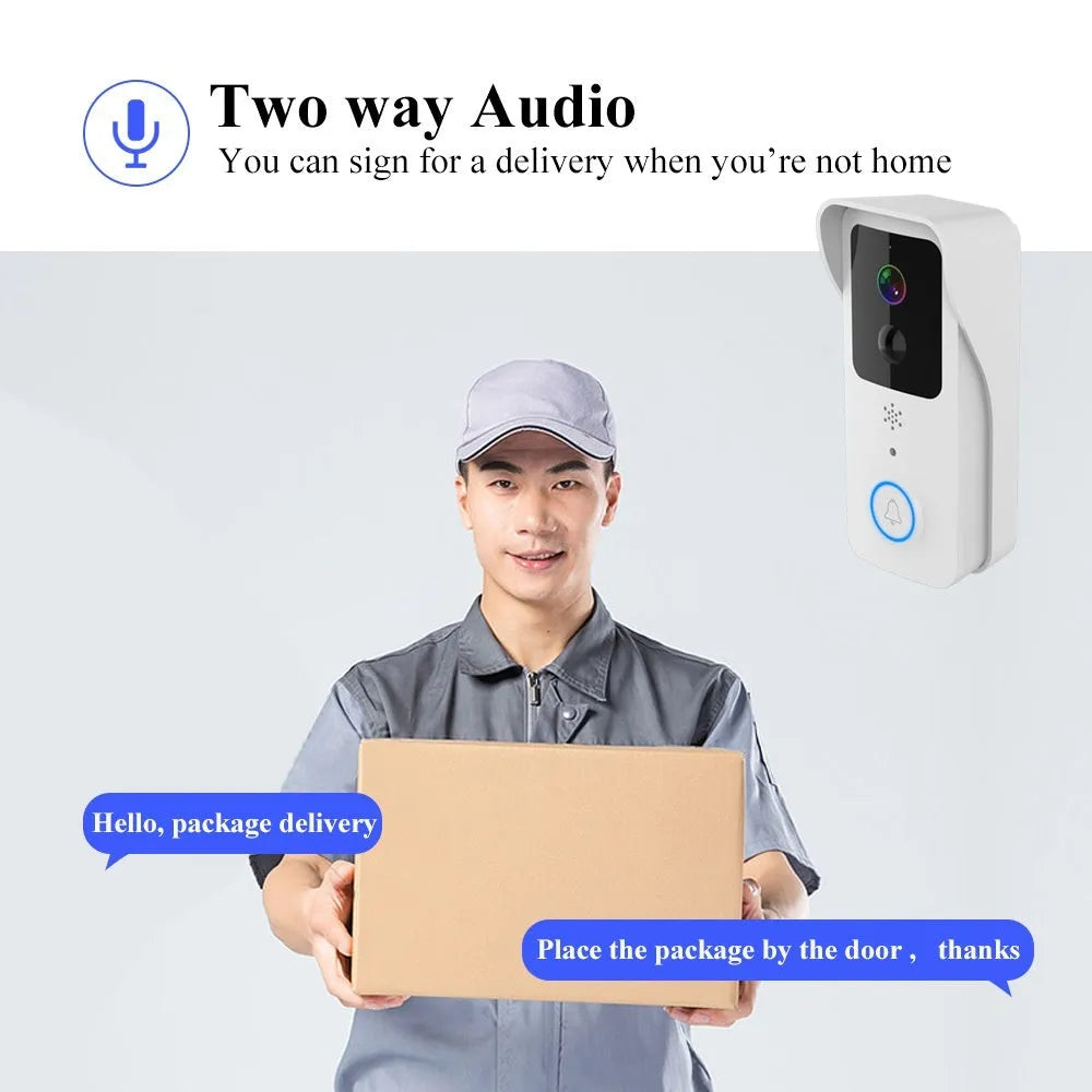 Waterproof smart visual doorbell intercom with HD video camera and battery power source