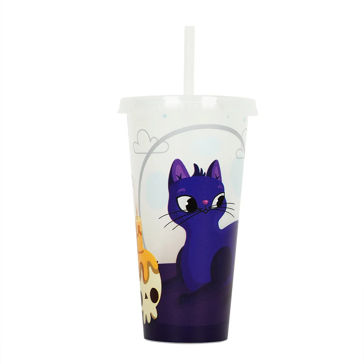 Halloween luminous straw sippy cup with 720ml capacity and PP plastic construction