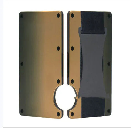 Metal card bag wallet with RFID anti-theft blocking, solid colour, frosted finish, unisex coin and card holder