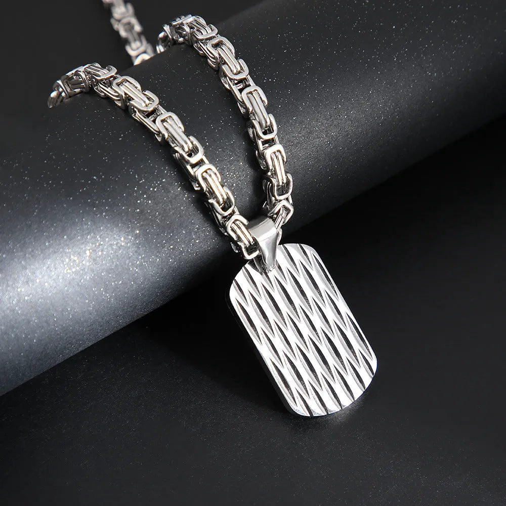 Titanium steel water ripple pendant necklace with electroplated finish, Emperor Chain, gold silver black colours