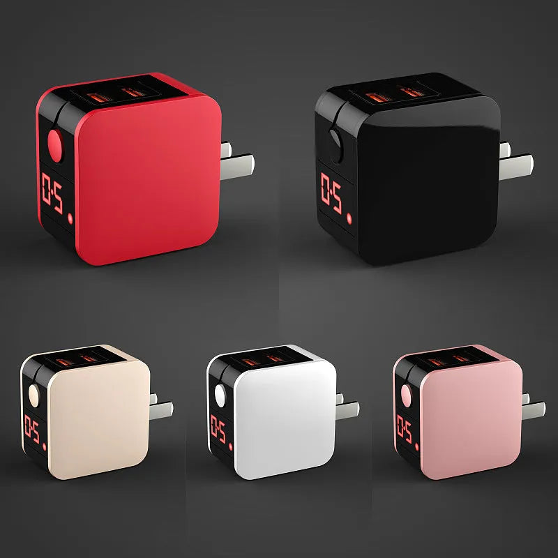 5V 2.4A dual USB travel charger with digital display showing voltage