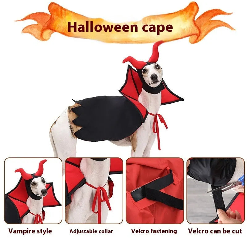 Black polyester pet vampire cloak and hat Halloween costume for cats and dogs