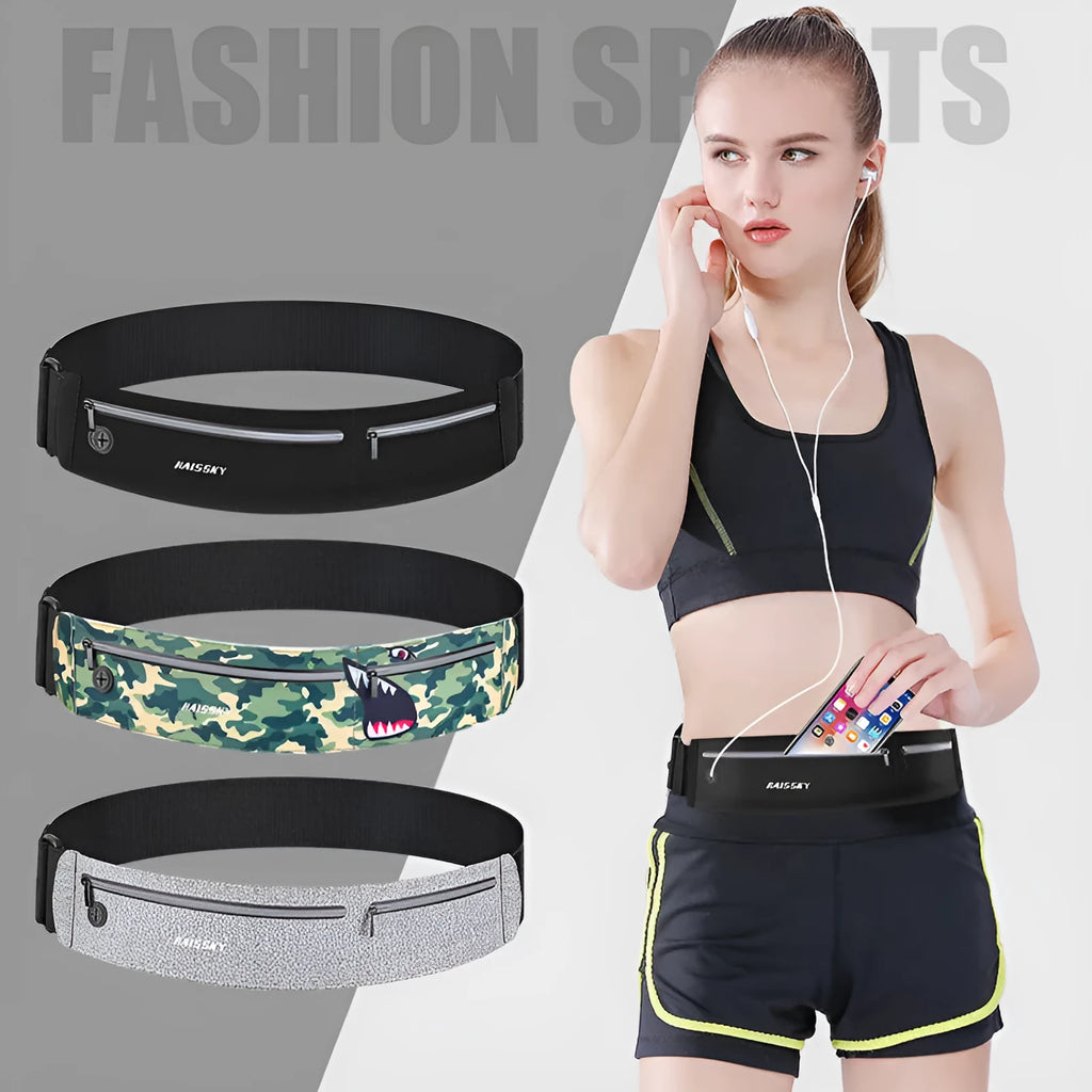 Waterproof 8-inch waist bag in chinlon Lycra for outdoor sports and fitness activities