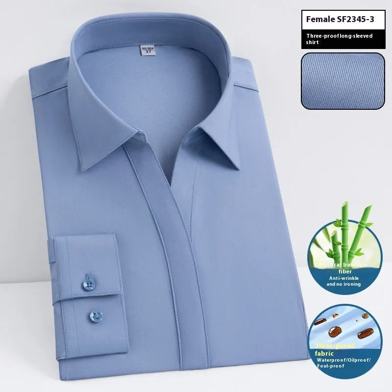 Men's bamboo fibre waterproof work shirt with square collar in slim fit business formal style