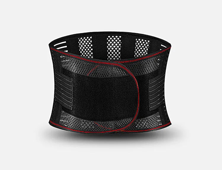 Black breathable decompression sports waist support with steel plate for adult fitness activities