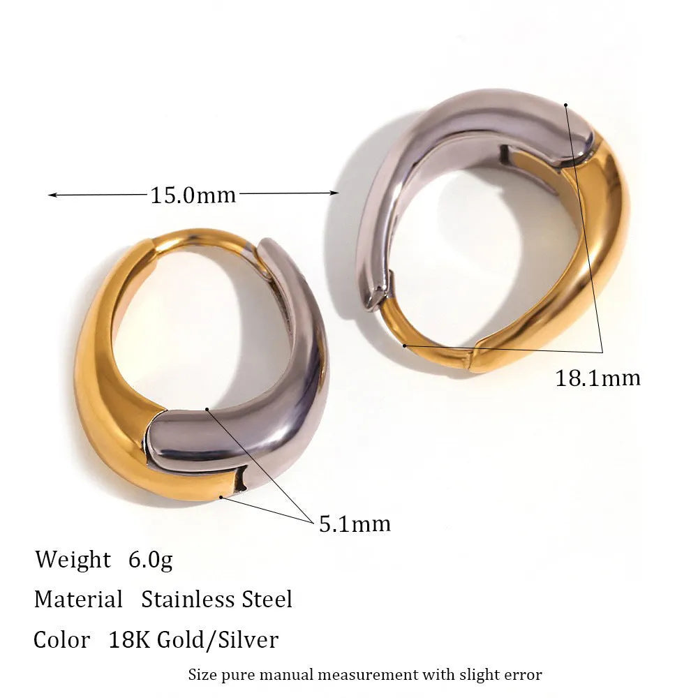 Women's geometric gold stainless steel jewellery set showing earrings, bracelet and necklace