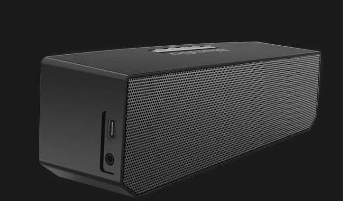 Black Bs-6 cloud smart speaker showing compact dimensions and speaker grille