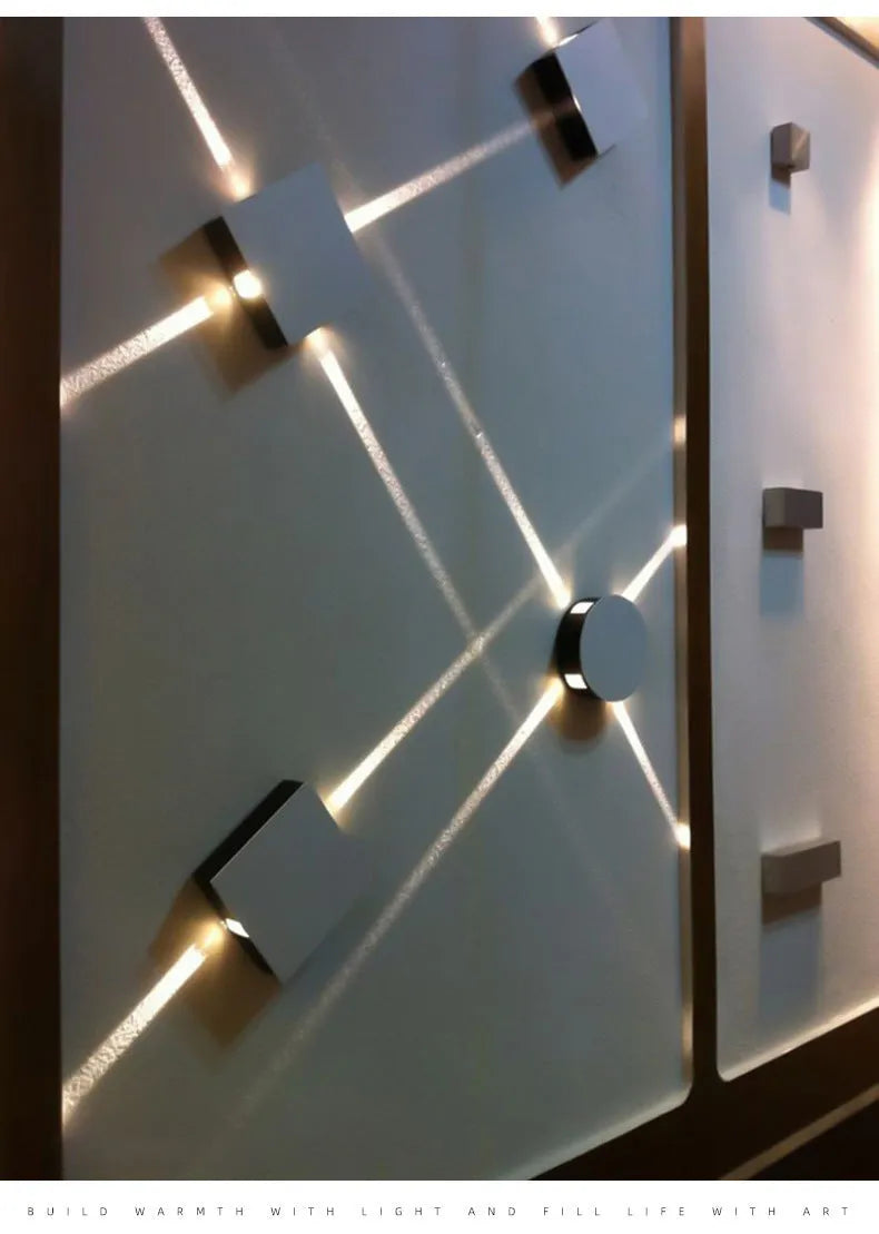 Modern square and round LED aluminium wall light with iron lampshade for living room or bedroom