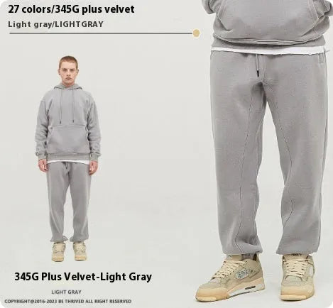 Men's solid colour cotton velvet sweatpants with ankle bands in multiple colour options