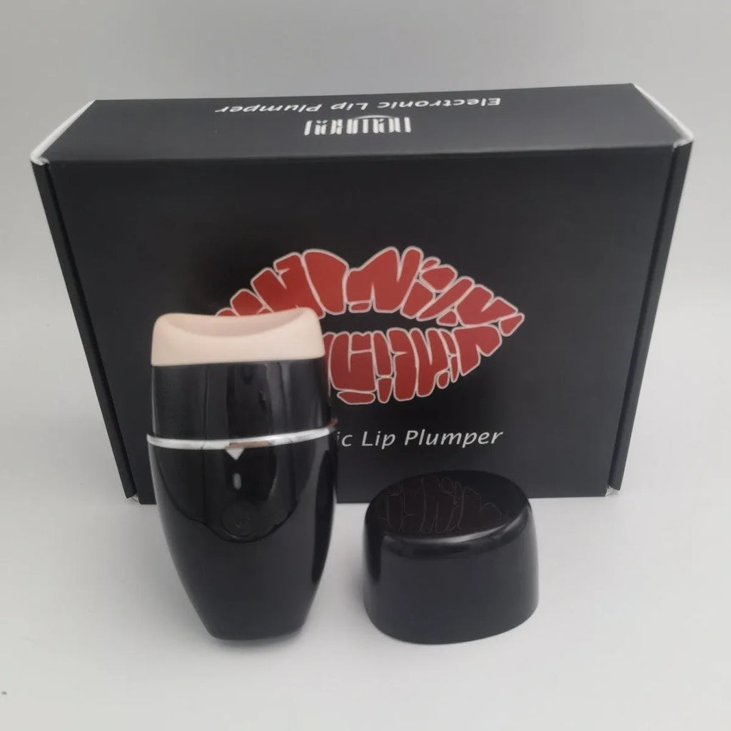 Black and white electric silicone lip plumper with USB charging cable