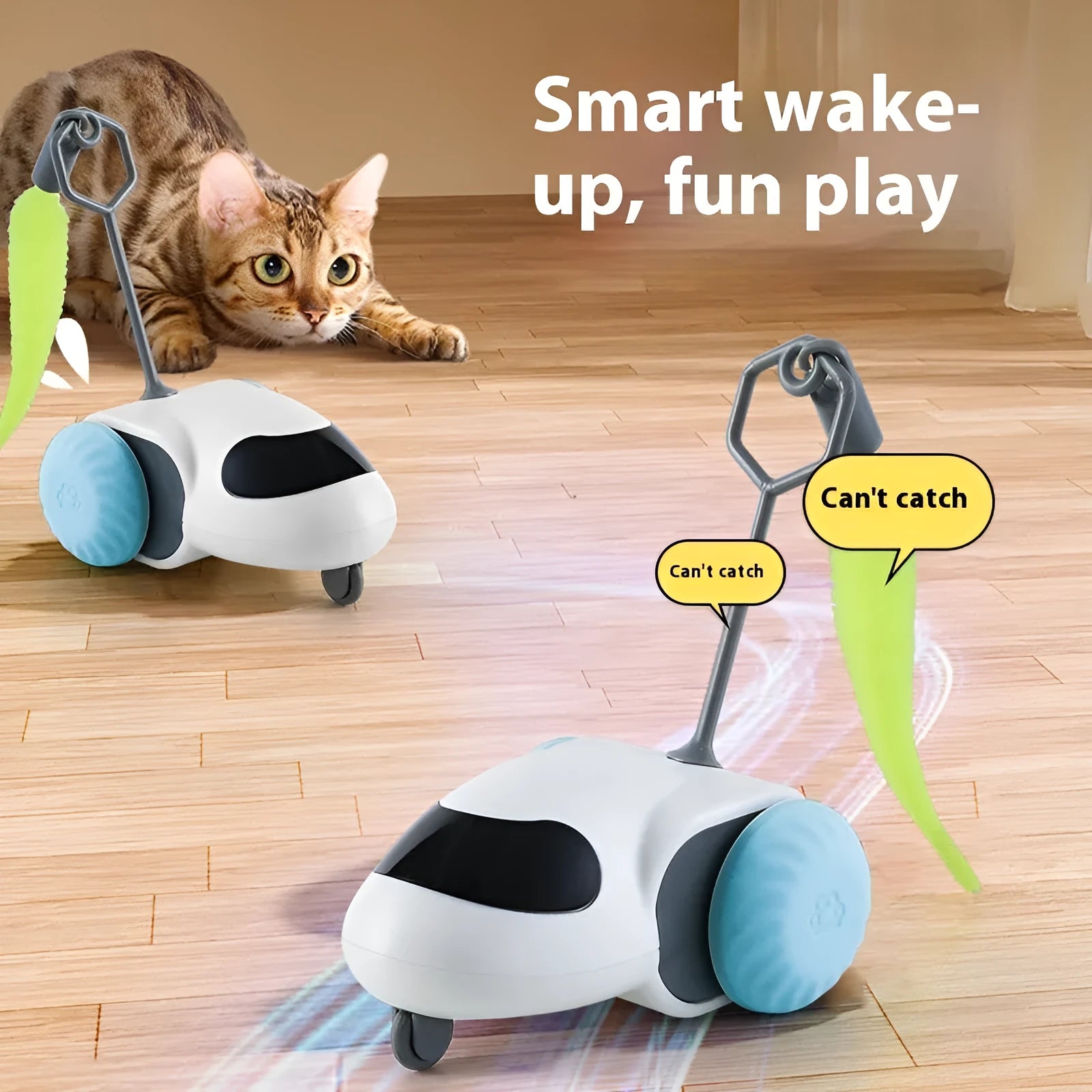 Gravity intelligent running car cat toy in light grey blue or summer orange colour with Type-C charging port