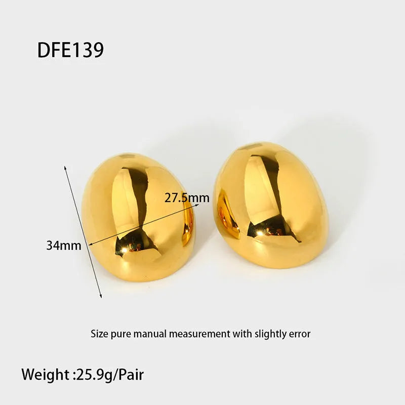 Geometric line earrings with 18K gold-plated glazed surface on stainless steel