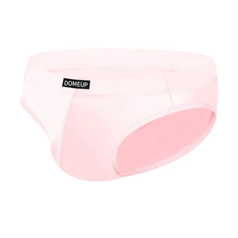 Men's solid colour seamless low waist briefs in white, shown flat.