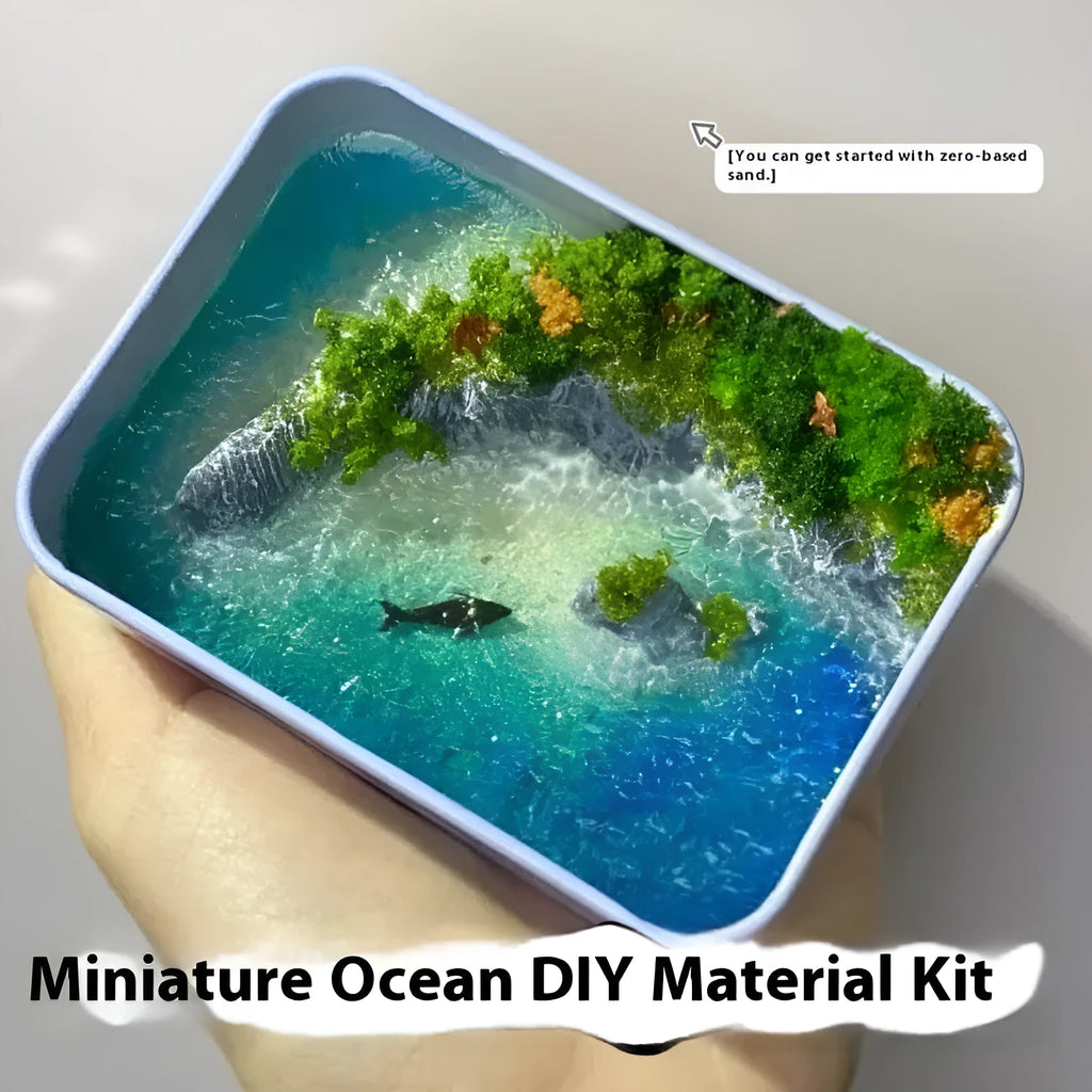 DIY marine landscape handmade model ornament with bamboo construction and whale elements