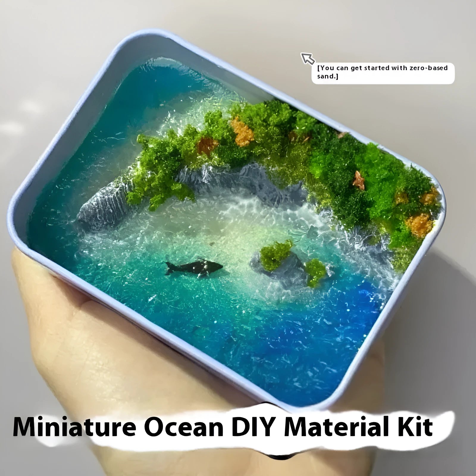 DIY marine landscape handmade model ornament with bamboo construction and whale elements