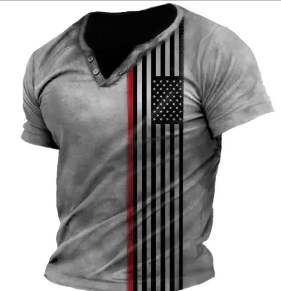 Men's light blue short sleeve sports t-shirt with a lapel and button front detail.