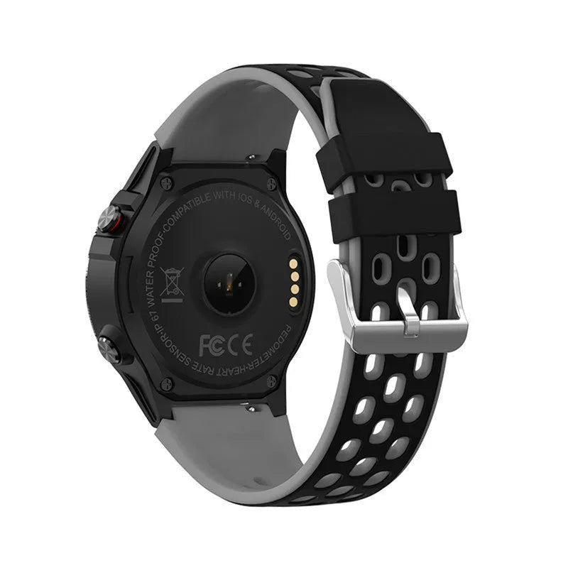 Smart watch with 1.3-inch screen and silicone wrist strap showing fitness tracking interface