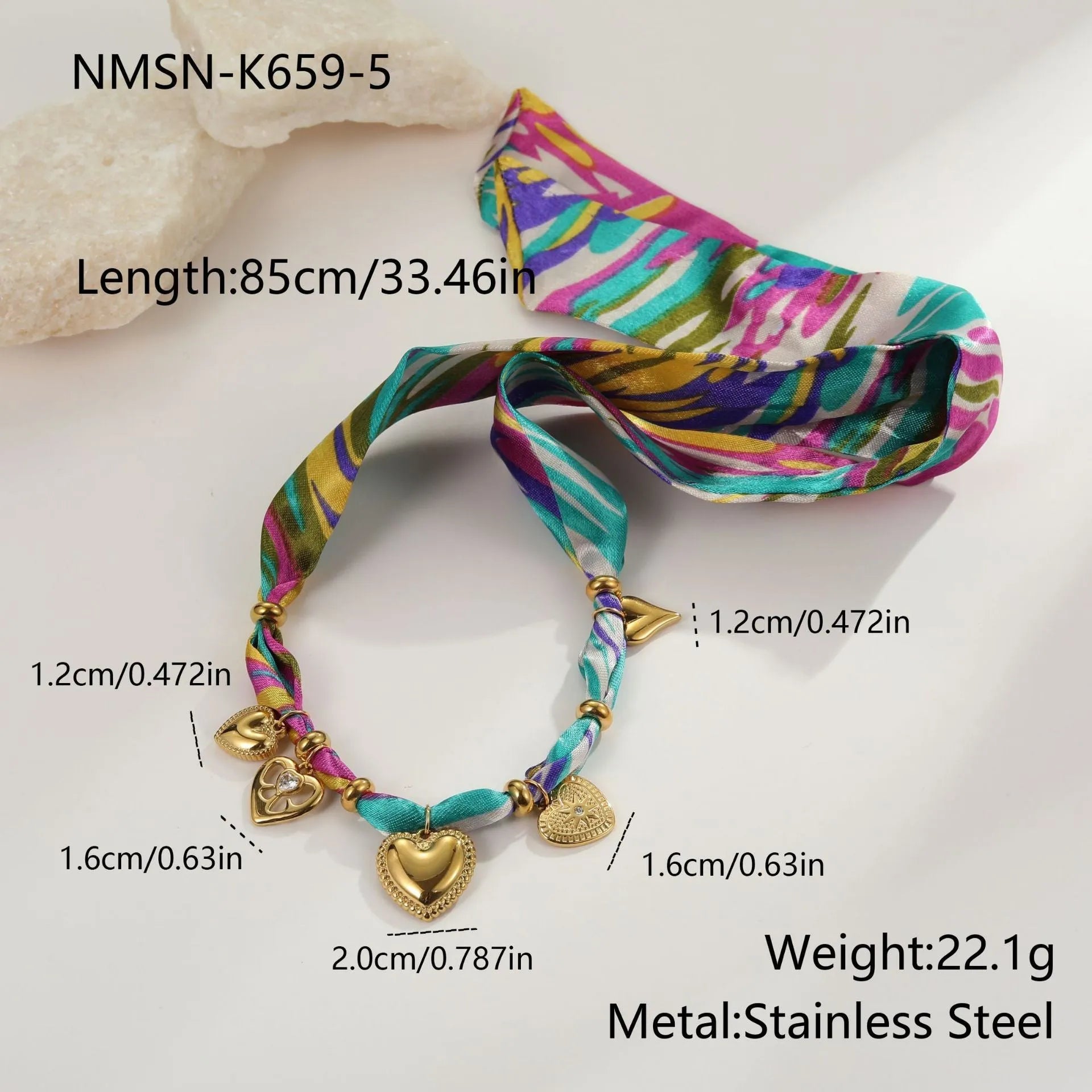 Women's stainless steel necklace and bracelet set with 18K gold plating and geometric pendant