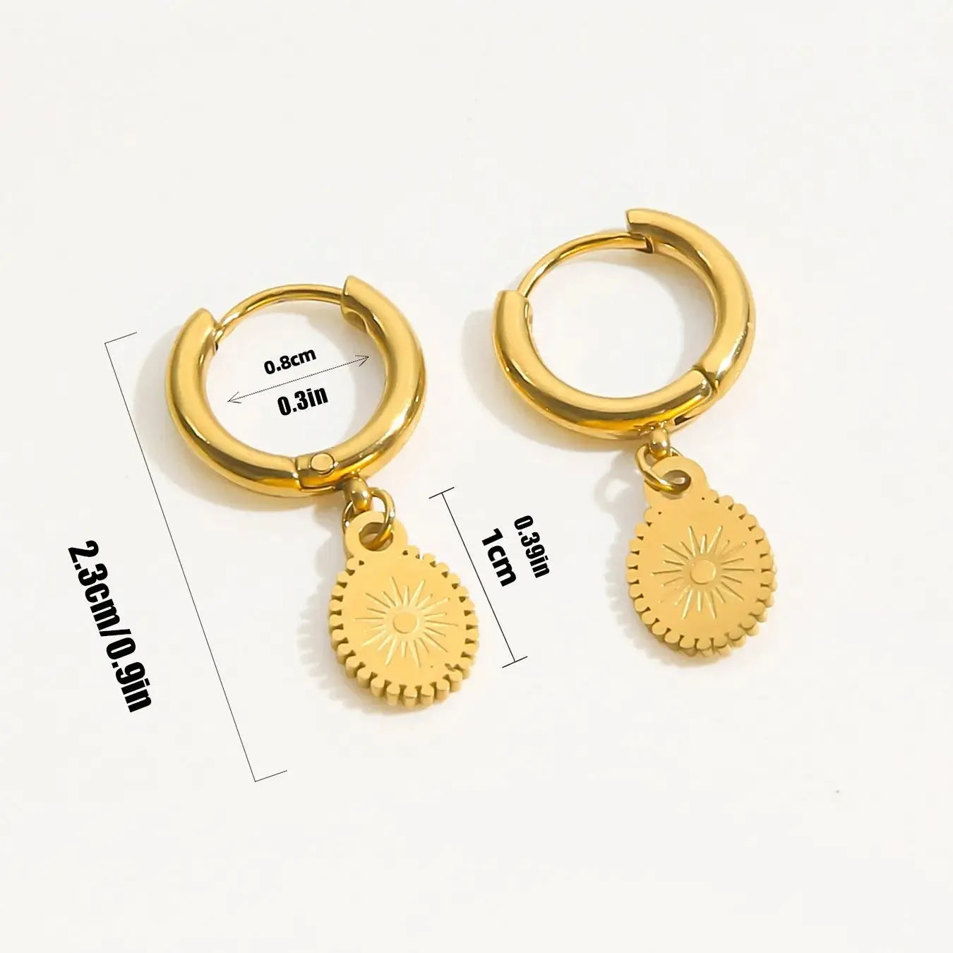 Stainless steel geometric earrings with ellipse shape and ear button closure in colour XY-EH005