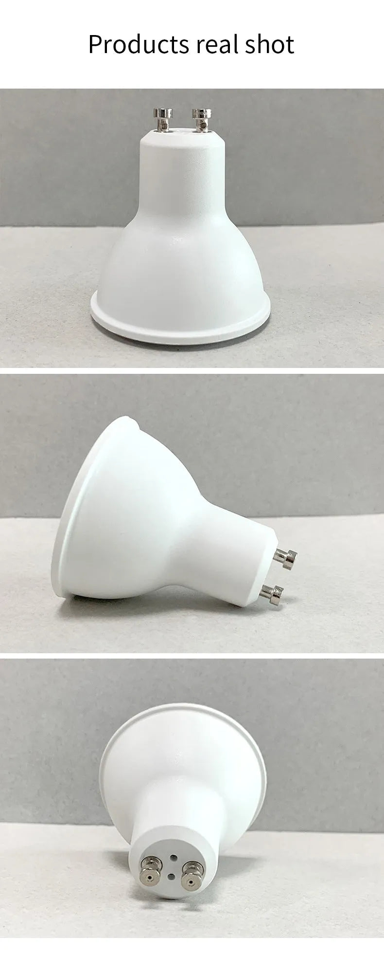 GU10 format smart wifi LED spotlight bulb with RGBCCT colour and voice control.