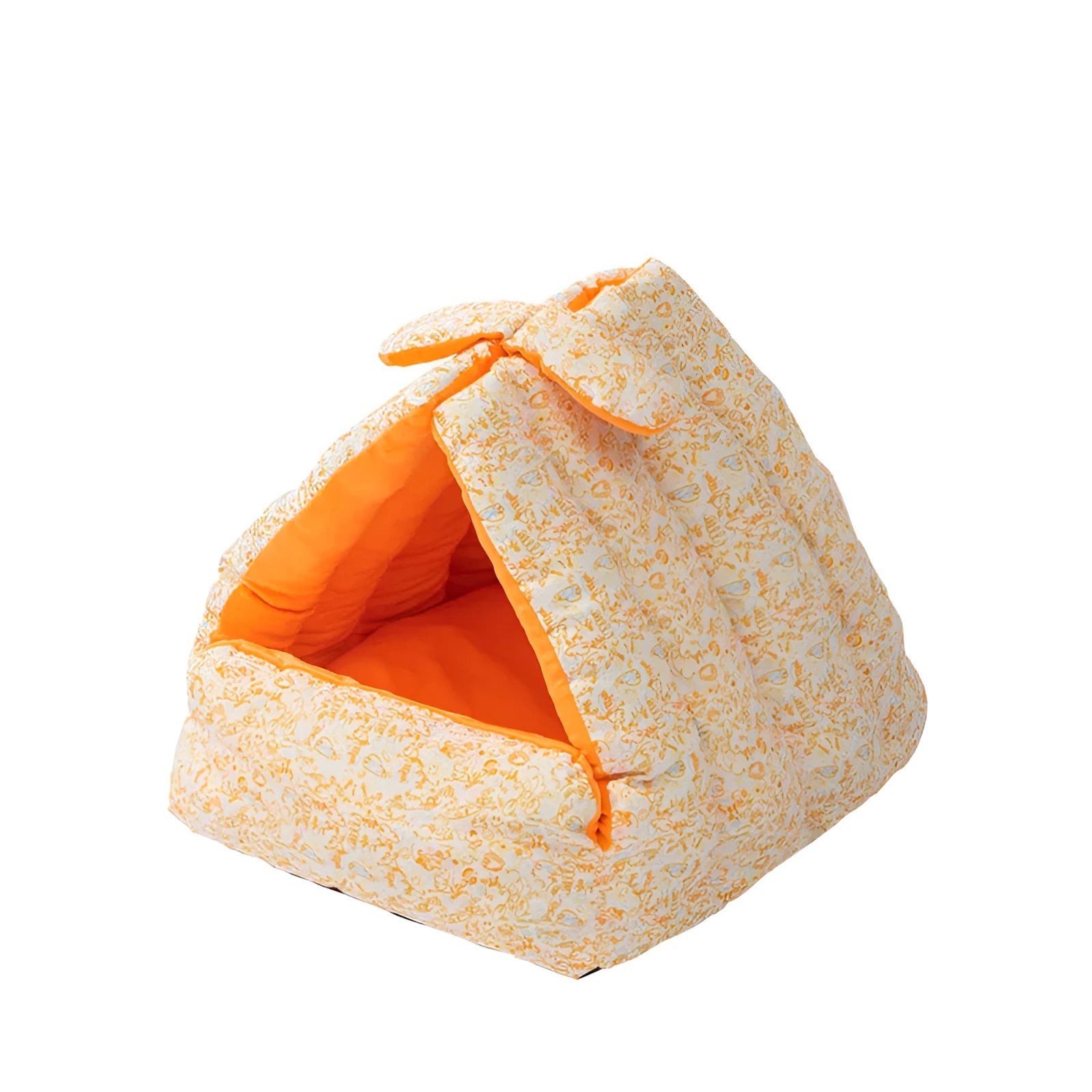 Green triangular flannel pet nest semi-enclosed for small rabbits cats dogs