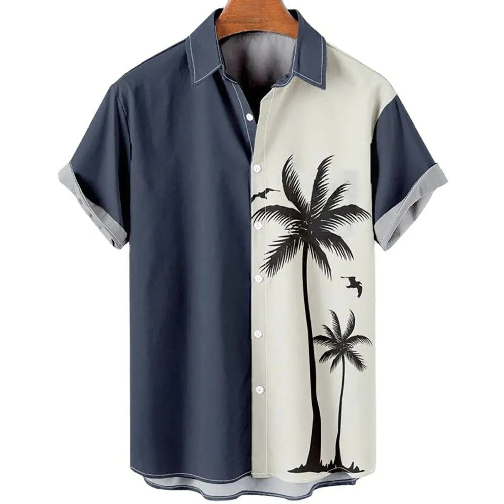 Men's slim fit short sleeve shirt with detailed 3D floral pattern digital printing