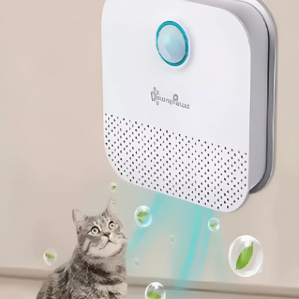 White DownyPaws smart cat litter box odor purifier unit showing compact design.