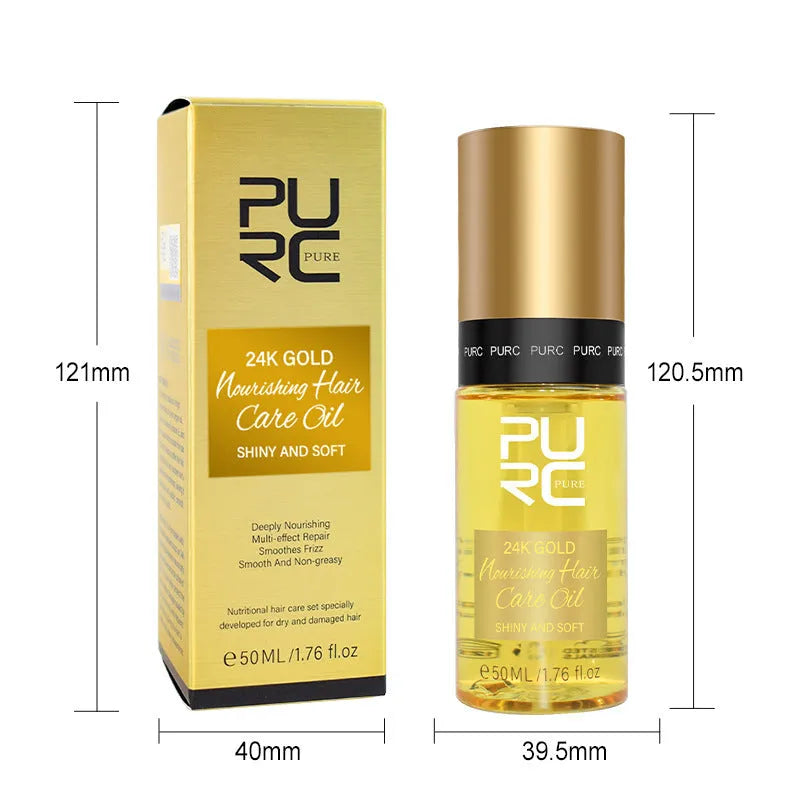 Yellow bottle of 50ml essential hair care oil for repairing damaged and frizzy hair