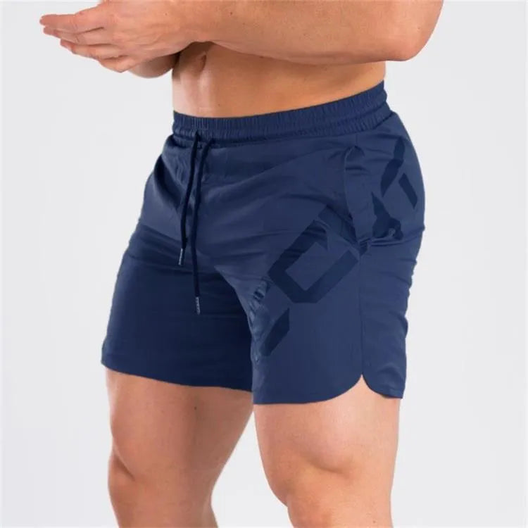 Men's black quick-dry elastic training shorts with knee-length design for summer sports